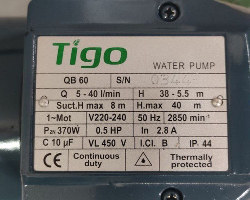 الکترو پمپ آب نیم اسب تمام مس تیگو QB60