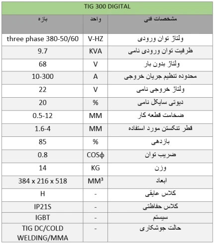 دستگاه جوش تیگ ایران ترانس مدل TIG 300 DC digital (آب خنک)