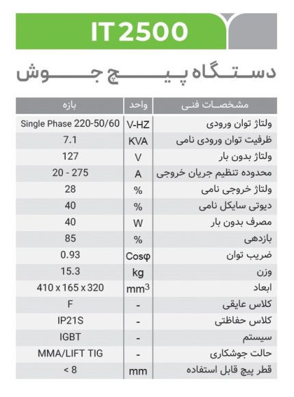 دستگاه پیچ جوش IT2500 ایران ترانس