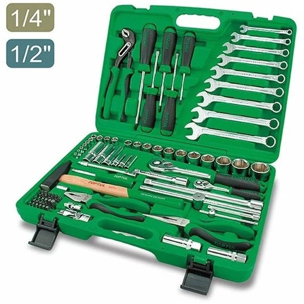 جعبه ابزار سبز 80 پارچه پلاستیکی تاپ تول TOPTUL مدل GCAI8002