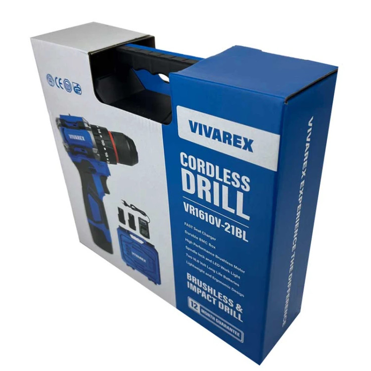دریل شارژی چکشی دو باطری براشلس ویوارکس مدل VR1610V-21BL