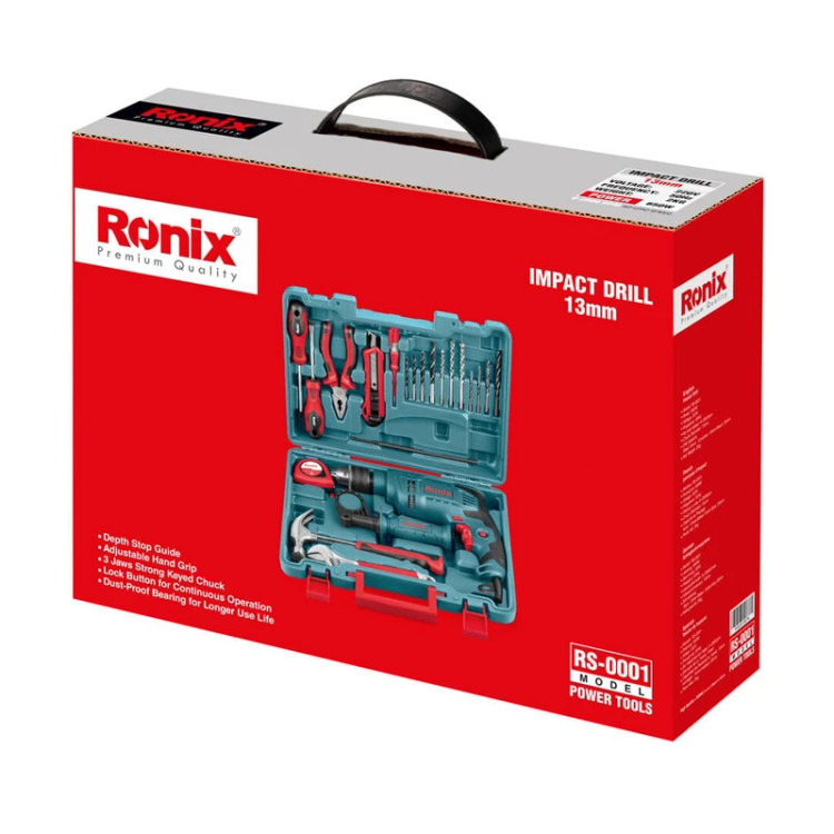 دریل چکشی رونیکس مدل RS-0001 با آچارخور و ۲۱ پارچه