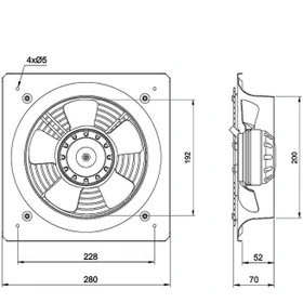 هواکش صنعتی آکسیال (طرح آلمان - قاب چهارگوش) سری VIF-20V2S