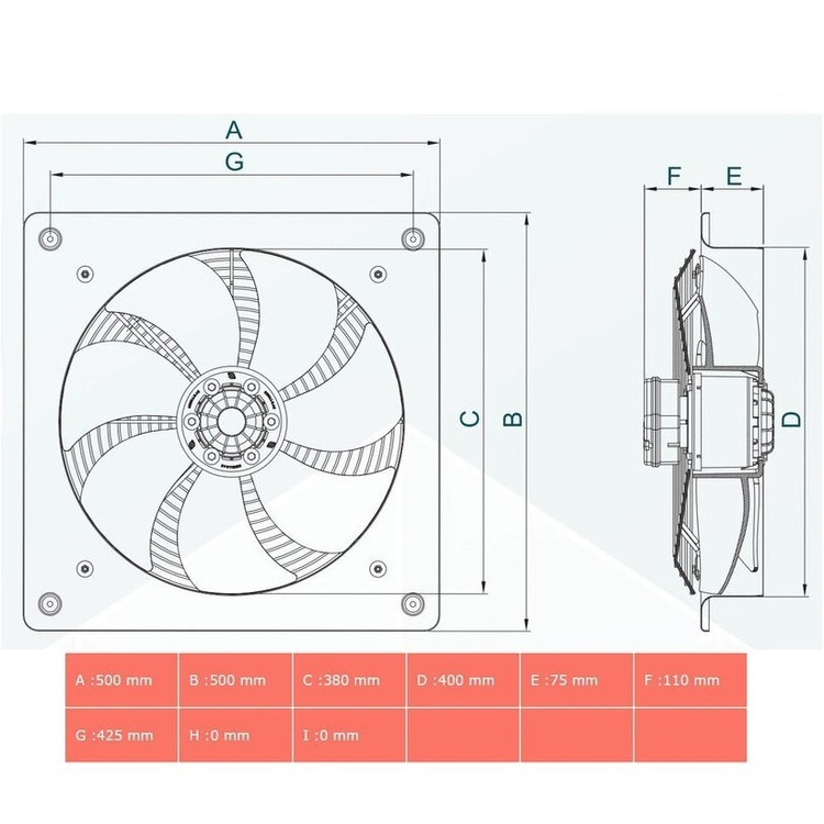 هواکش صنعتی ایلکا مدل VIK-30A6S سایز ۳۰ سانت هفت پر فلزی