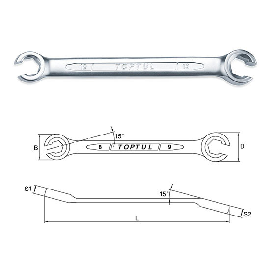 آچار رینگی چاک دار 11*10 میلی متر تاپ تول مدل AEEA1011